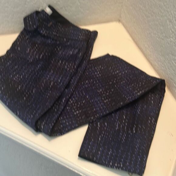 Femme d’armes Size 2 Ankle Zip Dress Trouser Blue Black Geo Print Office Casual - Picture 3 of 9